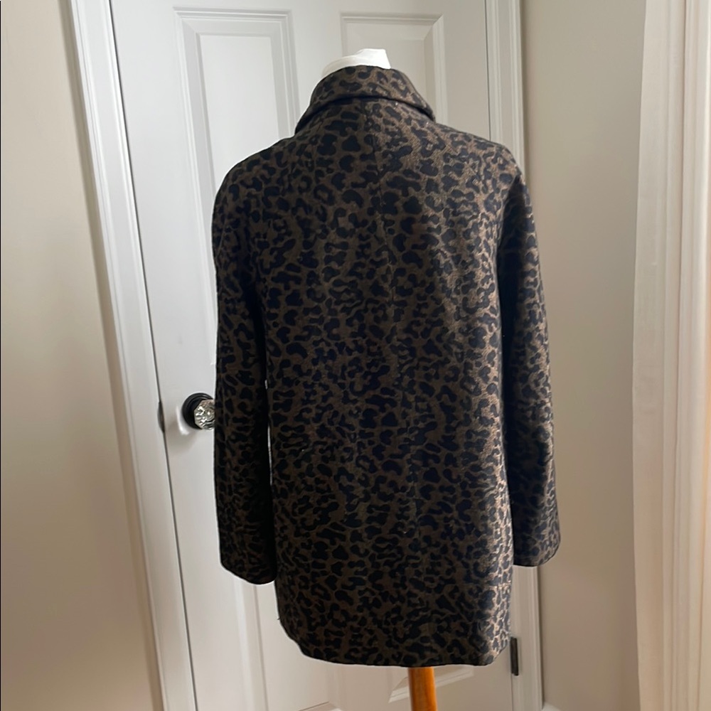 Zara Basic Leopard Print Double Breasted Coat - B… - image 5